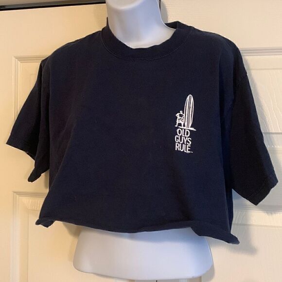 OLD GUYS RULE, Harlow design, crop top T, medium, cotton by golden - Picture 2 of 7